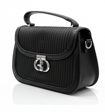 ELEGANT BLACK STRUCTURED SHOULDER HANDBAG FOR WOMEN