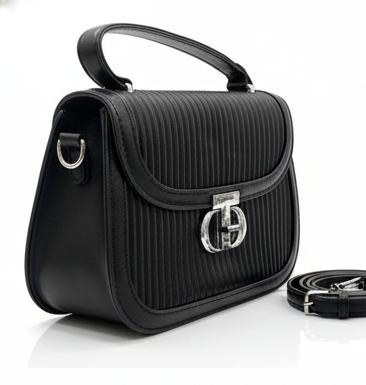 ELEGANT BLACK STRUCTURED SHOULDER HANDBAG FOR WOMEN