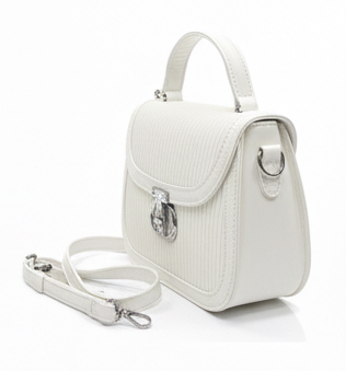 ELEGANT WHITE MINI STRUCTURED SHOULDER HANDBAG FOR WOMEN