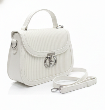 ELEGANT WHITE MINI STRUCTURED SHOULDER HANDBAG FOR WOMEN