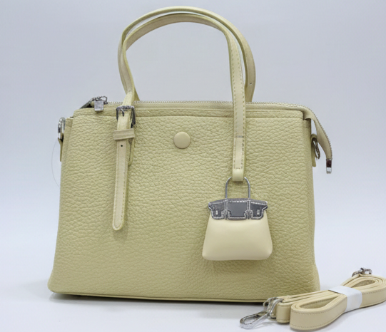 ELEGANT PISTACHIO GREEN LEATHER TOTE HANDBAG FOR WOMEN