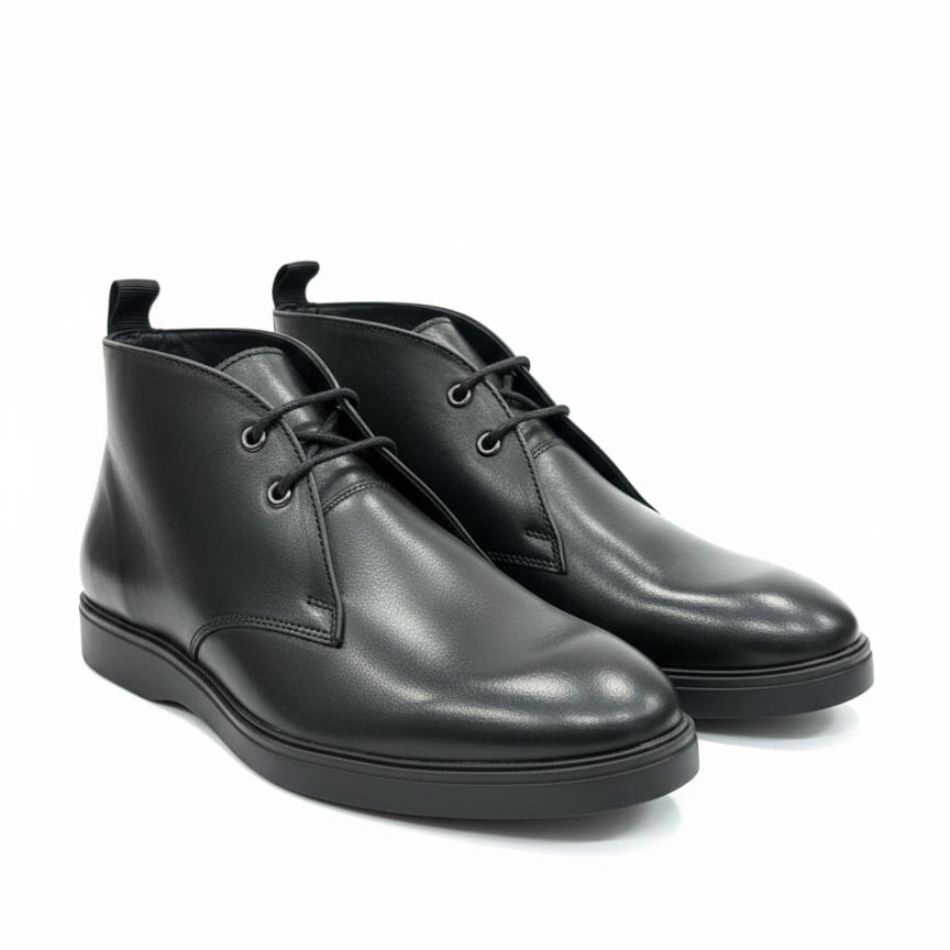 MEN’S BLACK LEATHER LACE-UP ANKLE BOOTS – CLASSIC FORMAL & SMART CASUAL BOOTS