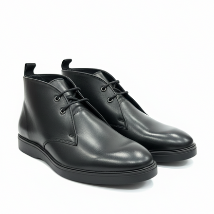 MEN’S BLACK LEATHER LACE-UP ANKLE BOOTS – CLASSIC FORMAL & SMART CASUAL BOOTS