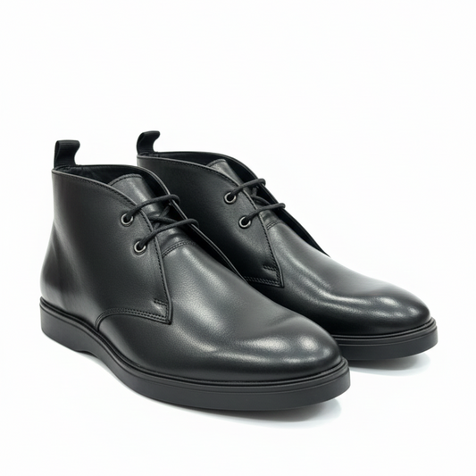 MEN’S BLACK LEATHER LACE-UP ANKLE BOOTS – CLASSIC FORMAL & SMART CASUAL BOOTS
