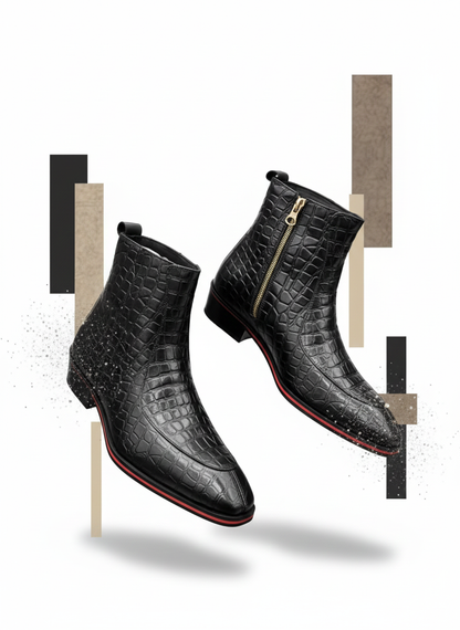 TAPPER NOSE RED SHEET SOLE CUBAN HEEL LEATHER CHELSEA