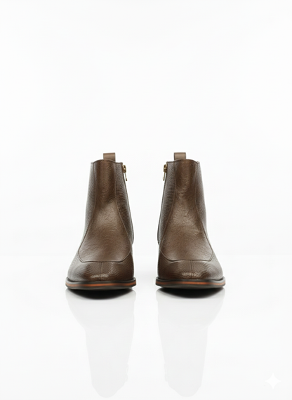 TAPPER NOSE SHEET SOLE BROWN CUBAN HEEL LEATHER CHELSEA