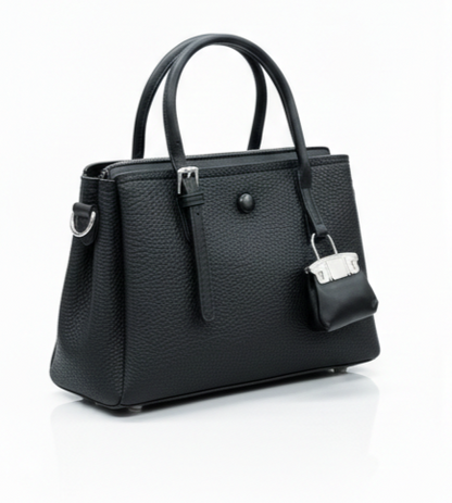 PREMIUM BLACK LEATHER TOTE HANDBAG FOR WOMEN