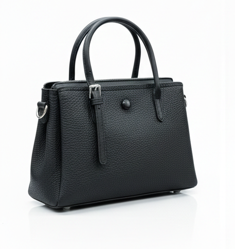 PREMIUM BLACK LEATHER TOTE HANDBAG FOR WOMEN