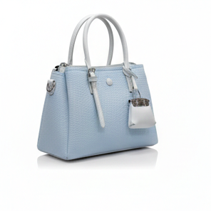ELEGANT LIGHT BLUE LEATHER TOTE HANDBAG FOR WOMEN