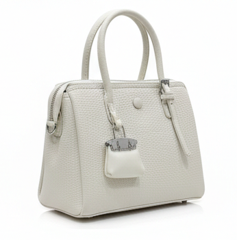 CLASSIC WHITE LEATHER TOTE HANDBAG FOR WOMEN