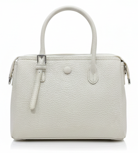 CLASSIC WHITE LEATHER TOTE HANDBAG FOR WOMEN