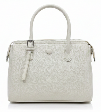 CLASSIC WHITE LEATHER TOTE HANDBAG FOR WOMEN