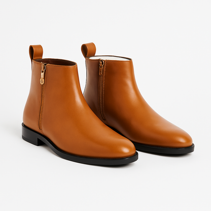 MERCY LEATHER CHELSEA BOOTS IN TAN COLOR