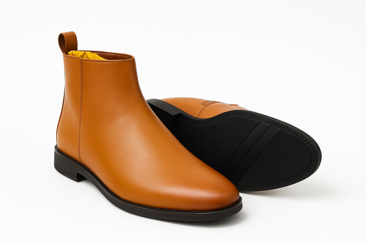MERCY LEATHER CHELSEA BOOTS IN TAN COLOR