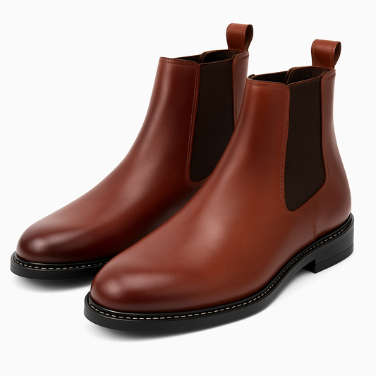MERCY DARK TAN LEATHER CHELSEA BOOTS