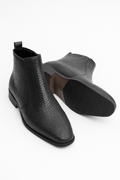 MERCY CROCK AND SNAKE LEATHER CHELSEA BOOTS