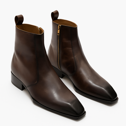 MERCY CUBAN HEEL AND TAPPER NOSE PURE LEATHER CHELSEA BOOT