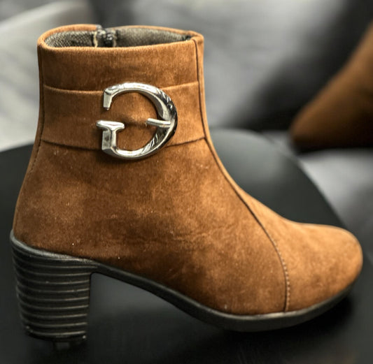 BROWN SUEDE FAUX LEATHER CHELSEA FOR WOMEN