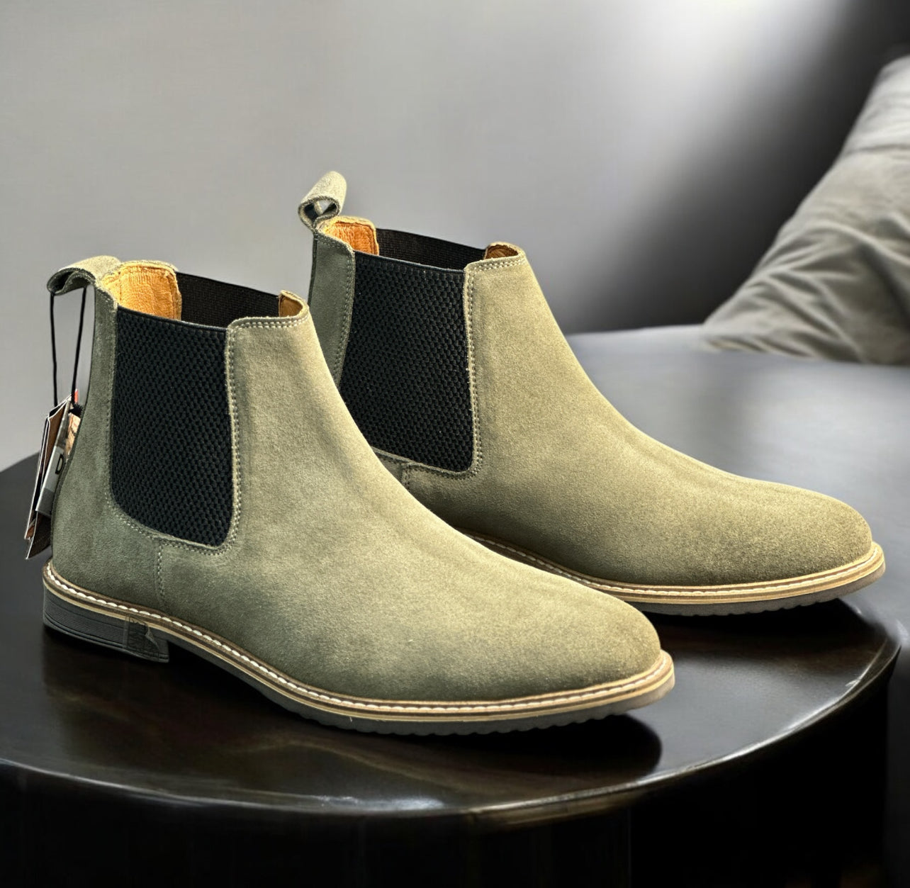 SUEDE LEATHER CHELSEA BOOTS WITH ELASTIC