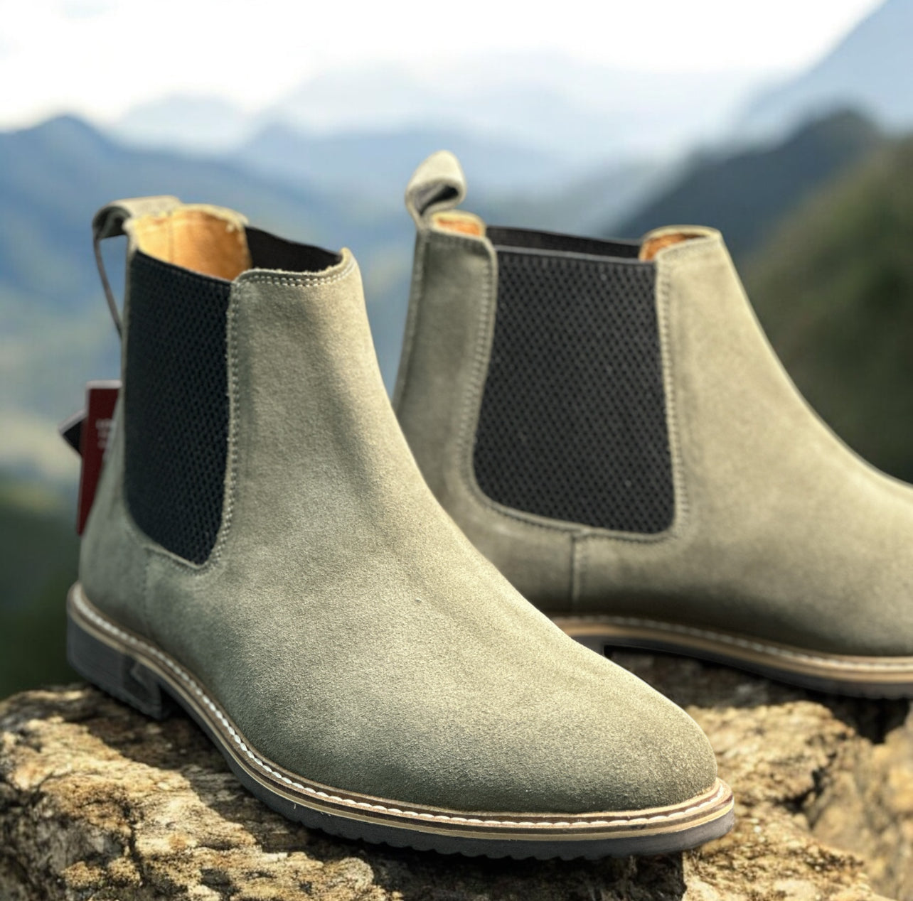 SUEDE LEATHER CHELSEA BOOTS WITH ELASTIC