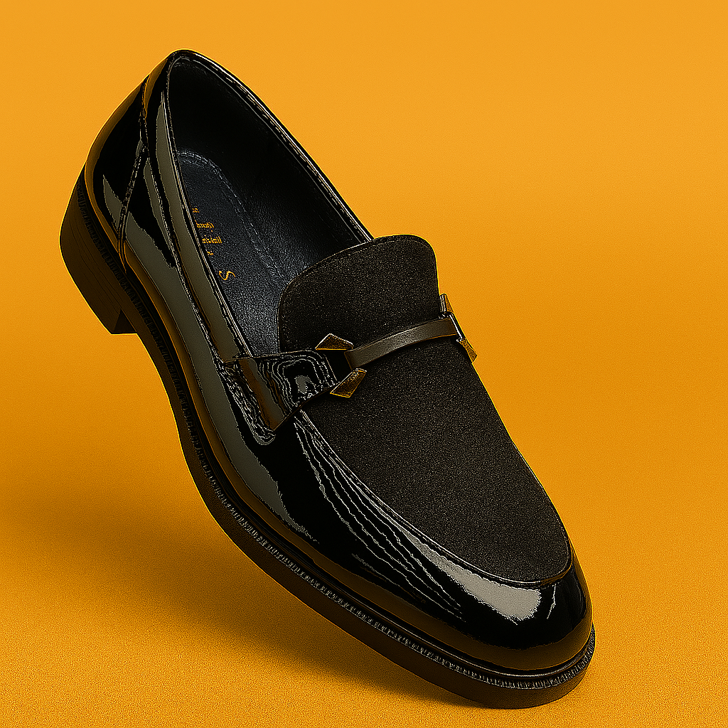 MERCY PENNY LOAFER'S IN BLACK WITH SUEDE TOUCH