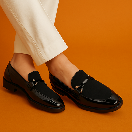 MERCY PENNY LOAFER'S IN BLACK WITH SUEDE TOUCH