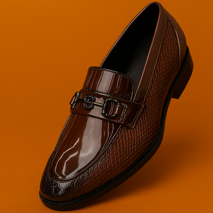 MERCY CROCO DESIGN PATENT LEATHER WEDDING LOAFER'S