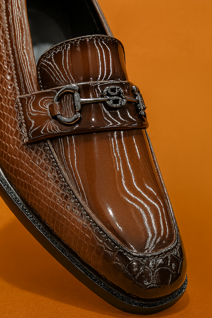 MERCY CROCO DESIGN PATENT LEATHER WEDDING LOAFER'S