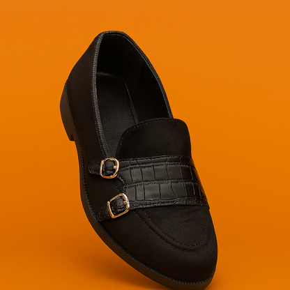 MERCY SUEDE MONK STRAPS IN BLACK COLOR
