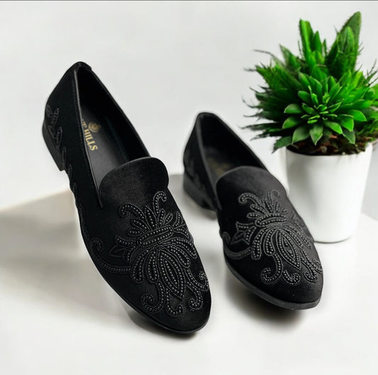 BOLD BUNNY LUXURIOUS EMBROIDERY SLIP-ON LOAFERS