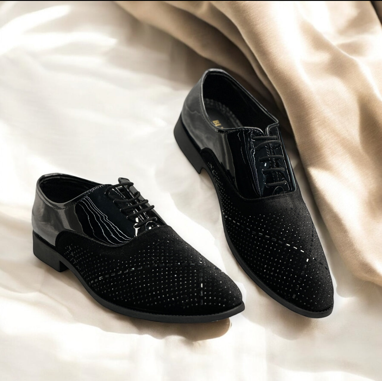 PARTY WEDDING SEMI-FORMAL SUEDE RHINESTONE SHOES FOR MEN