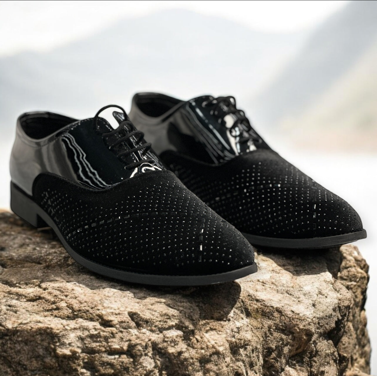 PARTY WEDDING SEMI-FORMAL SUEDE RHINESTONE SHOES FOR MEN