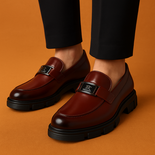 MERCY PATENT CHUNKY LOAFERS IN BROWN COLOR