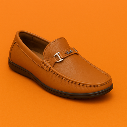 MERCY PURE LEATHER COMFORTABLE LOAFERS IN TAN COLOR