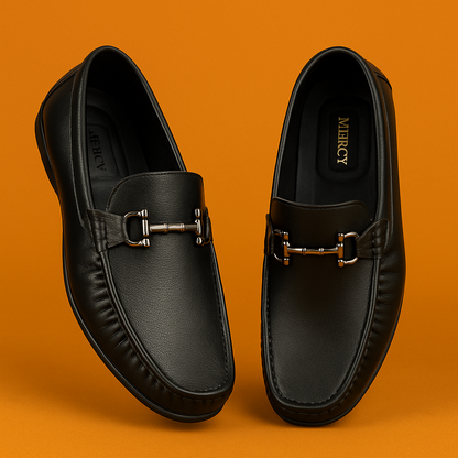 MERCY PURE LEATHER COMFORTABLE LOAFERS IN BLACK COLOR