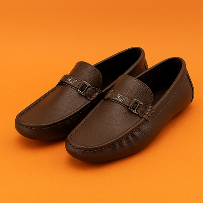 MERCY COMFORTABLE LEATHER LOAFERS IN BROWN COLOR