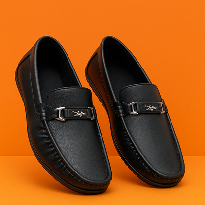 MERCY COMFORTABLE LEATHER LOAFERS IN BLACK COLOR