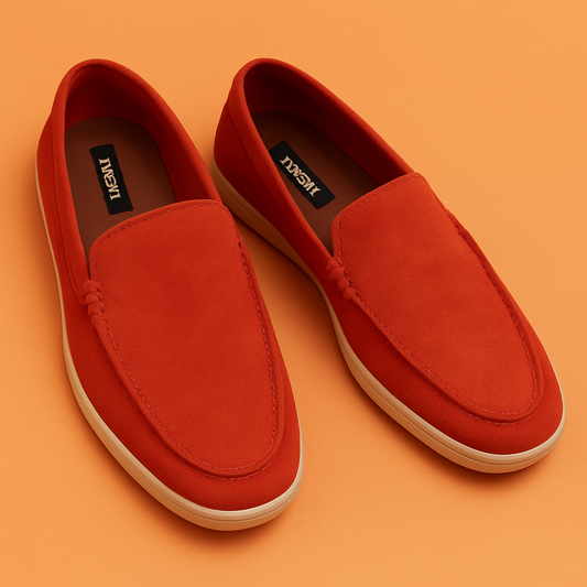 MERCY SUEDE LEATHER LOAFERS IN RED COLOR