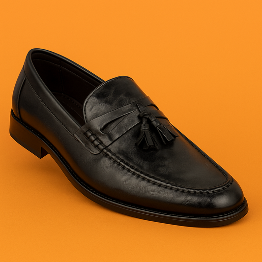 MERCY BLACK LOAFERS WITH TESSELS