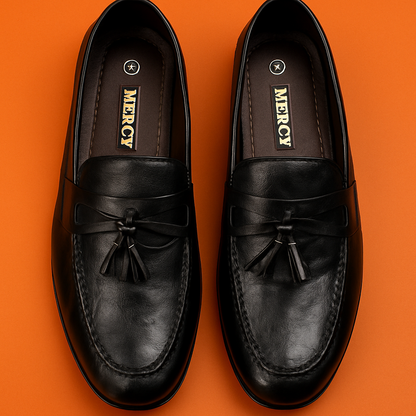 MERCY BLACK LOAFERS WITH TESSELS