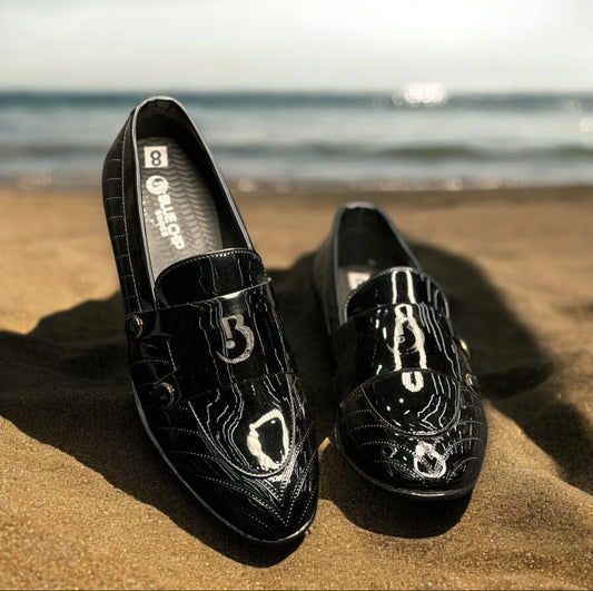 PATENT LEATHER SLIP ON FORMAL SHOES