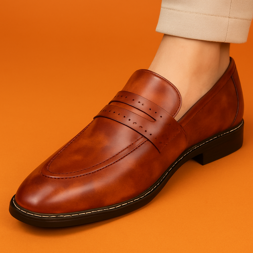 MERCY BROGUE PATTERN TAN COLOR LOAFER