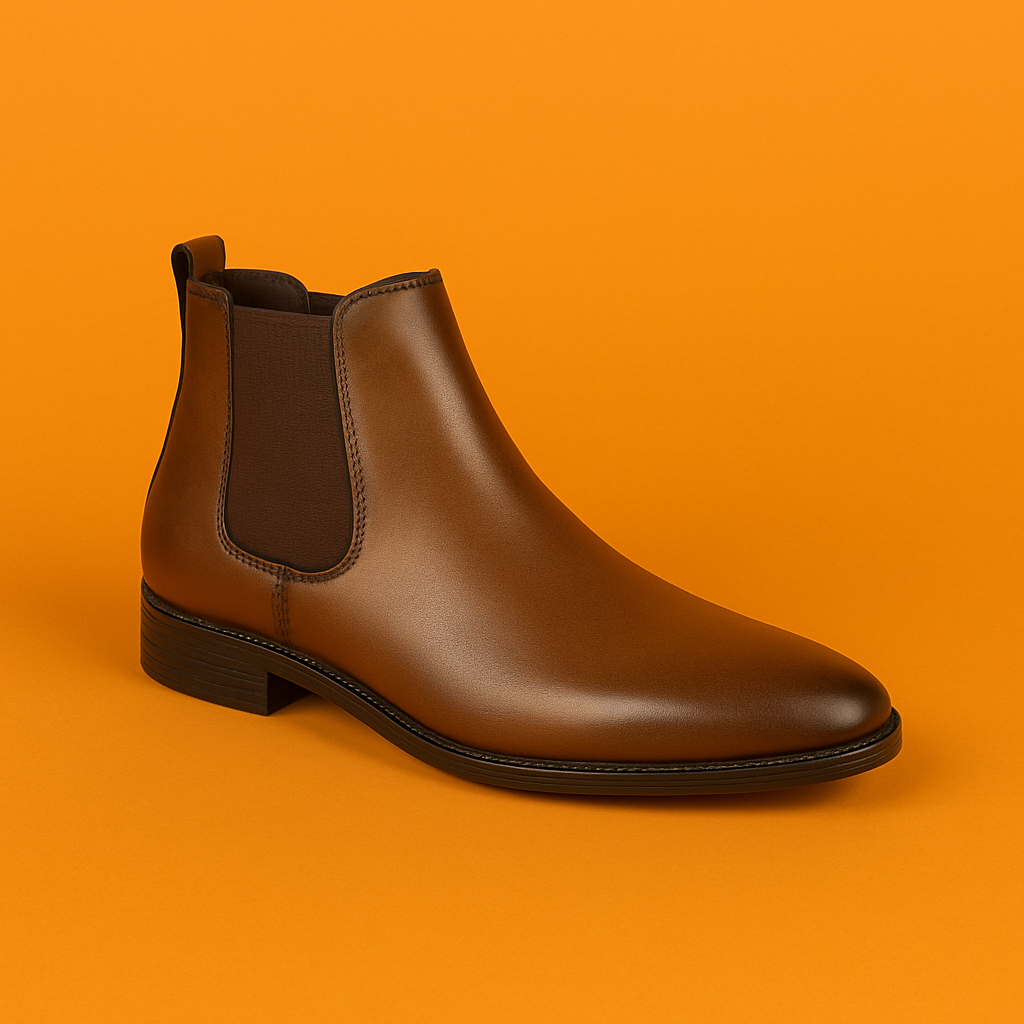 MERCY STRETCHABLE LEATHER CHELSEA IN BROWN COLOR