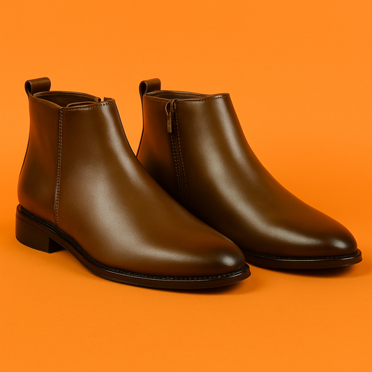 MERCY LEATHER CHELSEA BOOTS IN BROWN COLOR