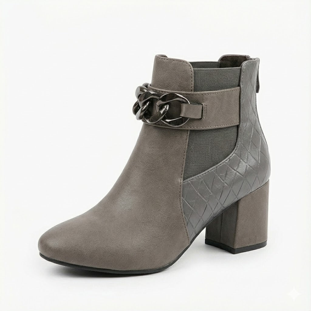 POINTED TOE BLOCK HEEL GREY COLOR WOMEN’S CHELSEA