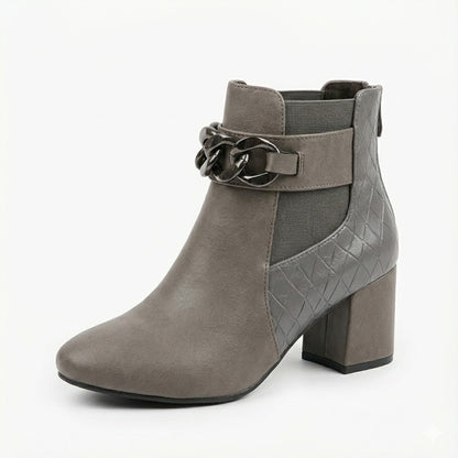POINTED TOE BLOCK HEEL GREY COLOR WOMEN’S CHELSEA