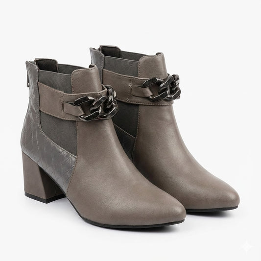 POINTED TOE BLOCK HEEL GREY COLOR WOMEN’S CHELSEA