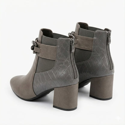 POINTED TOE BLOCK HEEL GREY COLOR WOMEN’S CHELSEA