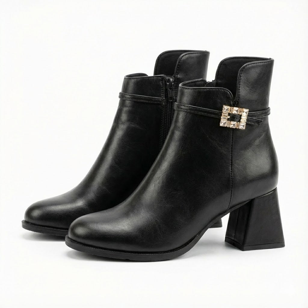 ROUND TOE BLOCK BLACK COLOR WOMEN’S CHELSEA