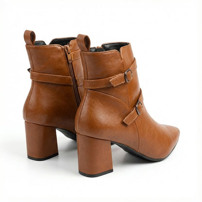POINTED TOE BLOCK HEEL TAN COLOR WOMEN’S CHELSEA